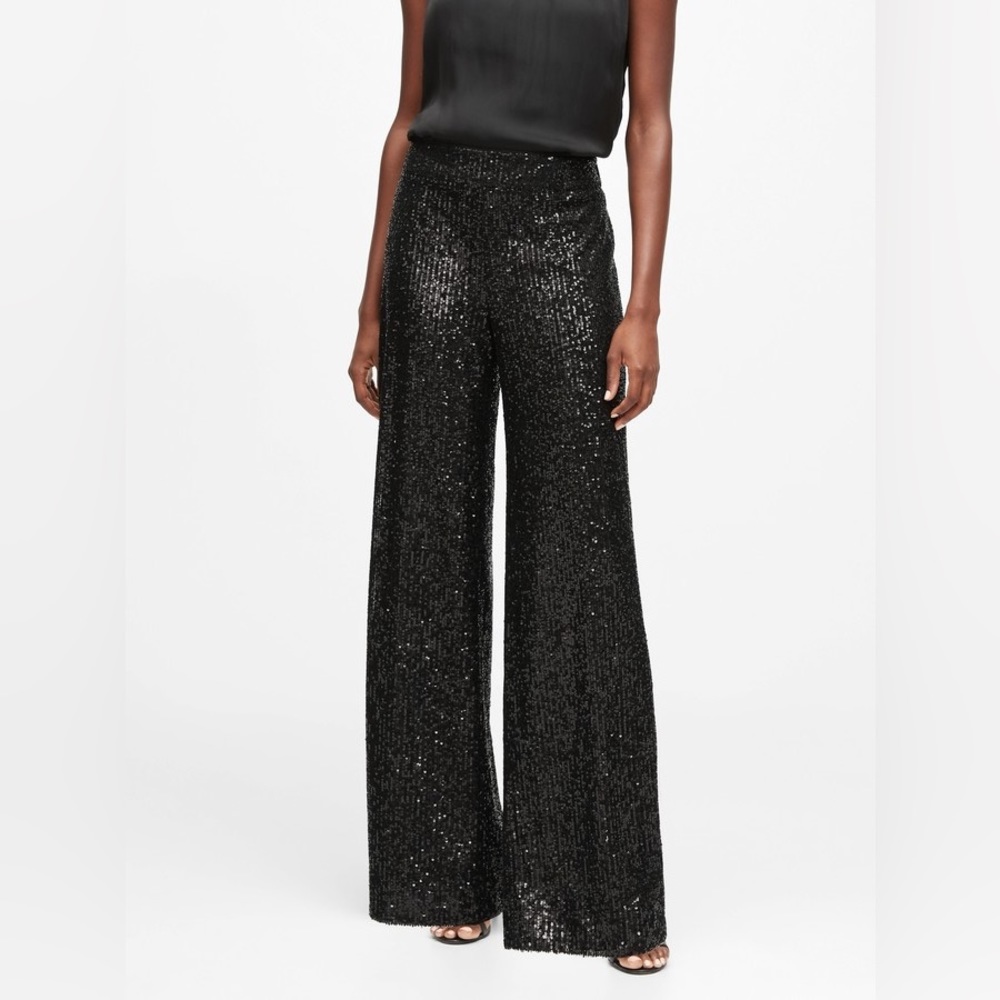 Banana Republic High Rise Wide Leg Sequin Pant